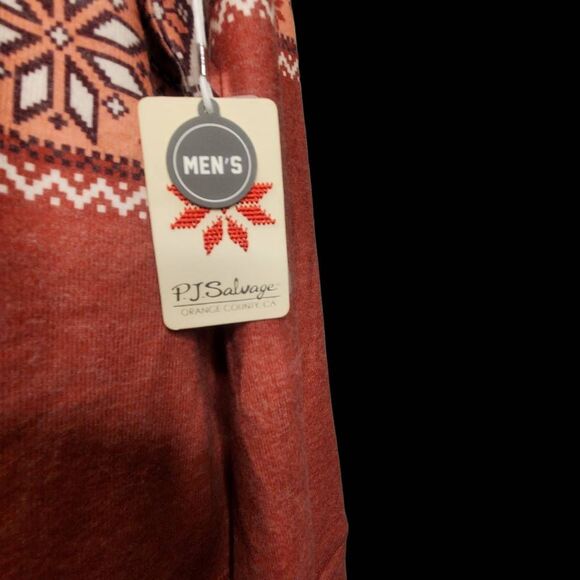 P.J. Salvage Men’s Fair Isle Soft Lightweight Reindeer Sweater – Rust Red – Size - Picture 4 of 9